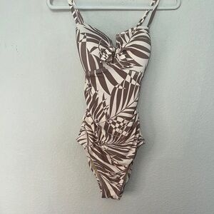 Kona Sol Brown and Cream One Piece Swimsuit